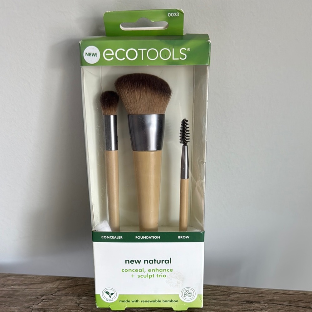 EcoTools Bamboo Brush Set - concealer, foundation, and brow brush